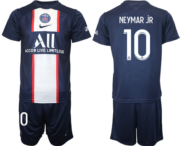 Men's Paris Saint-Germain #10 Neymar Jr 2023 Navy Home Soccer Jersey Suit